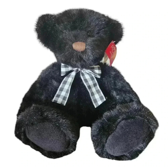 Vintage Russ Berrie Black Teddy Bear Plush – 12" 2005 Handknit Sweater - Picture 2 of 10